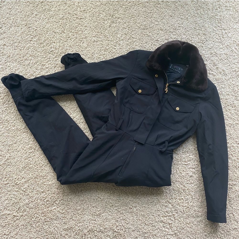 FOR @Sharethetrends ONLY. Women’s Bogner Ski Suit Snow Suit Black Faux Fur so 6